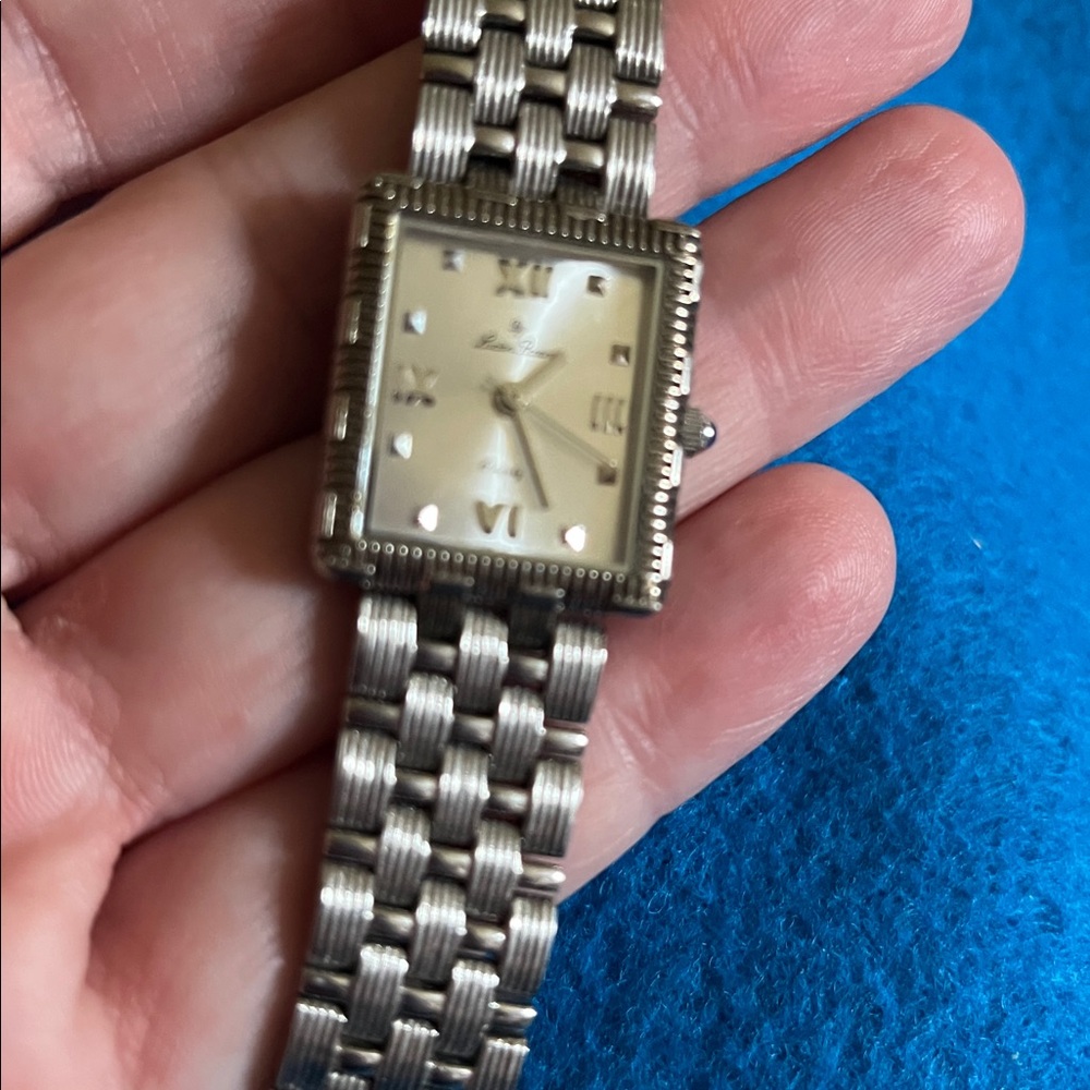 VINTAGE RARE Lucien Piccard Swiss Stainless Tank Watch Roman Numeral square face